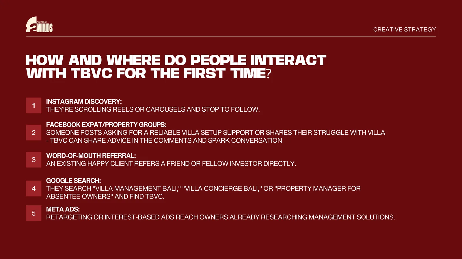 Audit sample slide: how and where people discover the brand