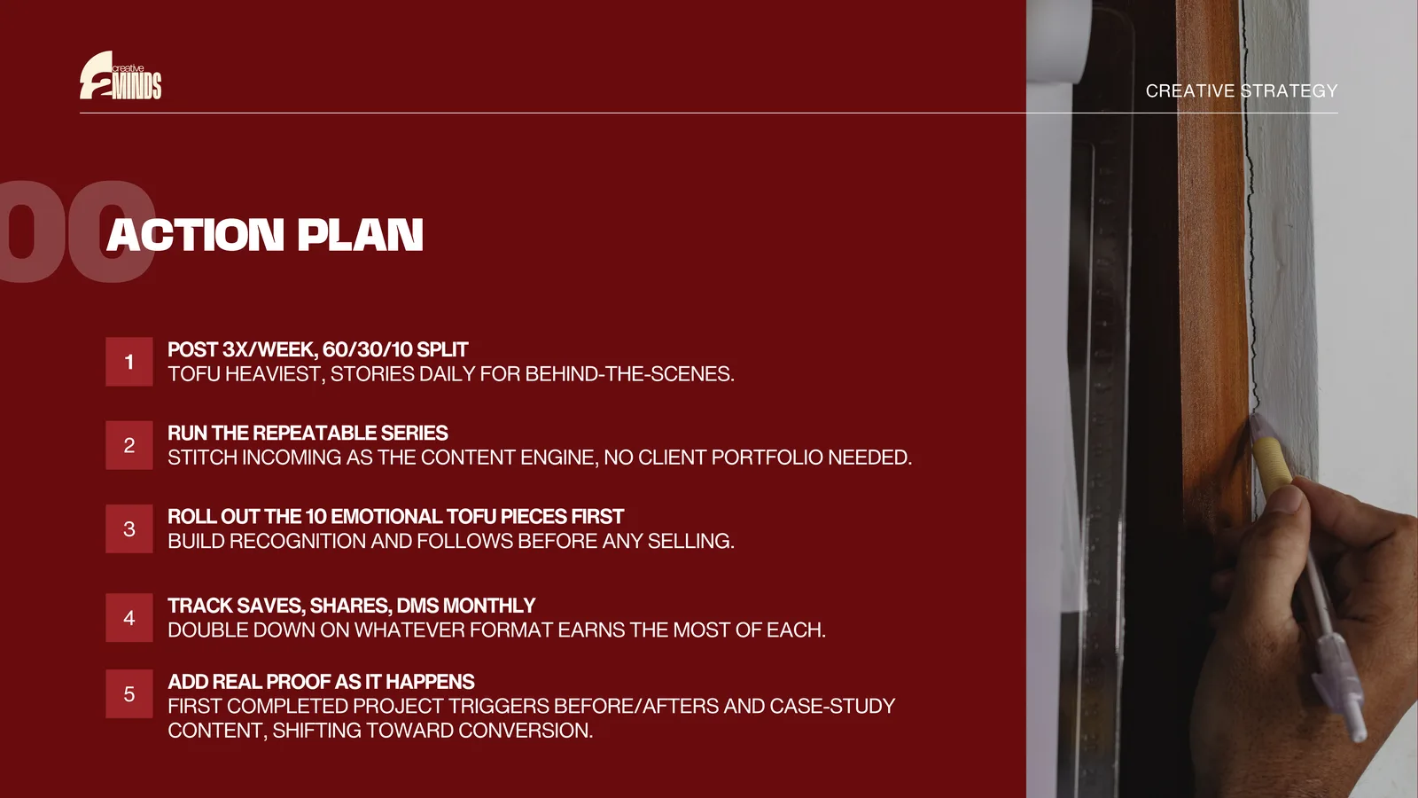 Audit sample slide: five-step action plan