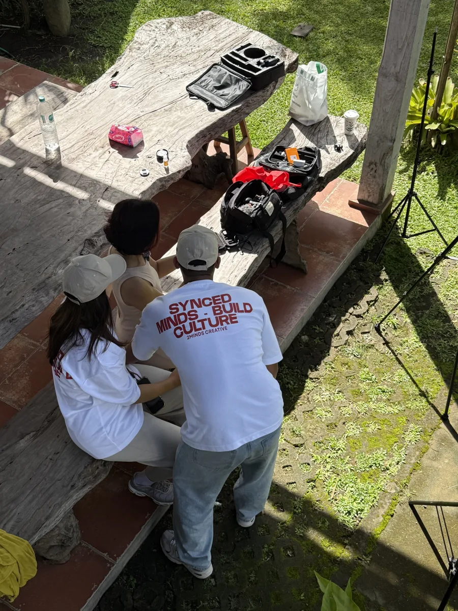 Team setting up gear for an on-location shoot